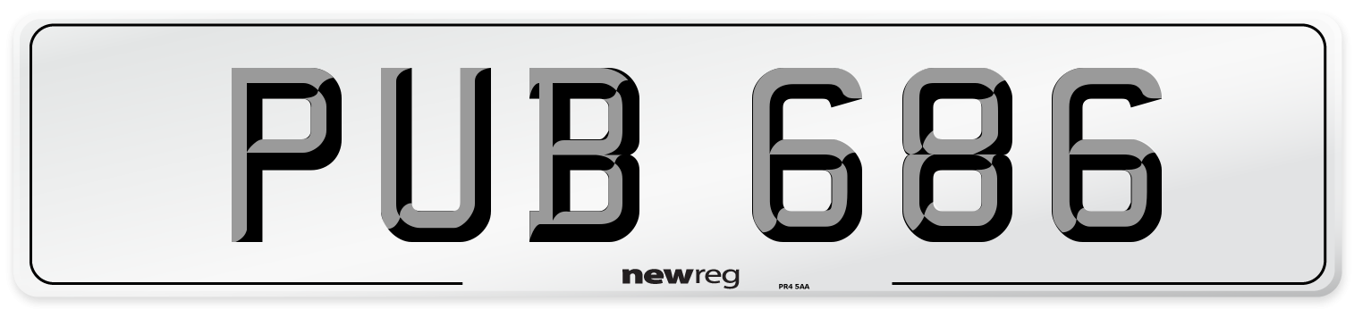 PUB 686 Number Plate from New Reg